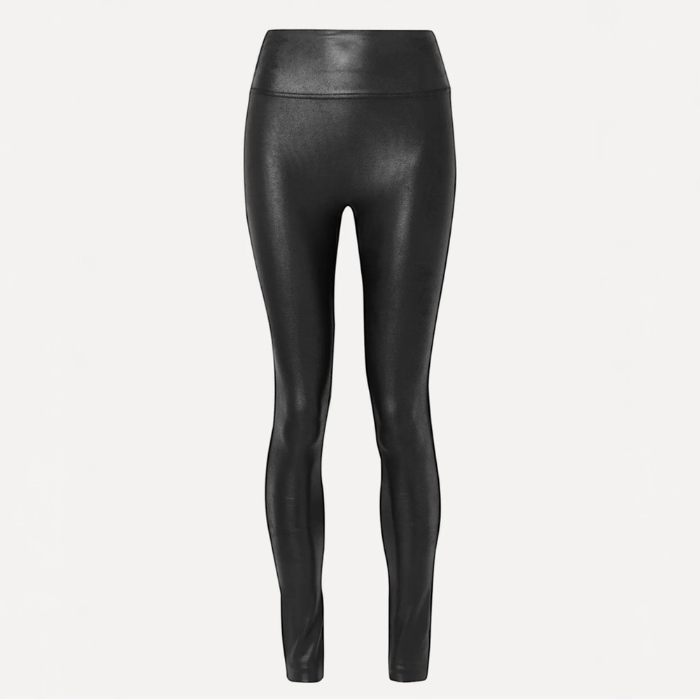 SPANX SPANXshape Stretch Faux Leather Leggings High Rise Skinny Power Waistband‎